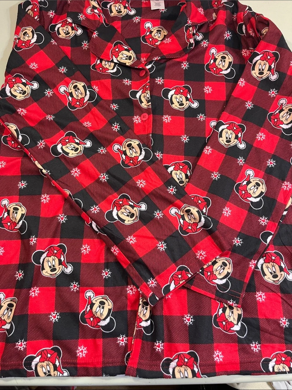 Disney Red and Black Plaid Minnie Mouse Pajama Set - Picture 2 of 5